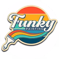 Funky Painting logo featuring a paintbrush and vibrant sunset colors, representing professional painting services in Boise and the Treasure Valley area.